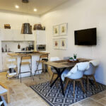 The open-plan living room/kitchen